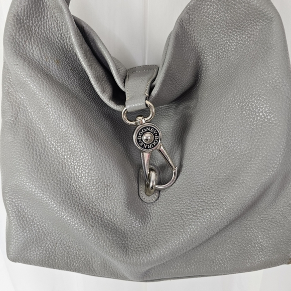 Dooney & Bourke Pebble Grain Logo Lock Sac in color gray - Picture 2 of 16